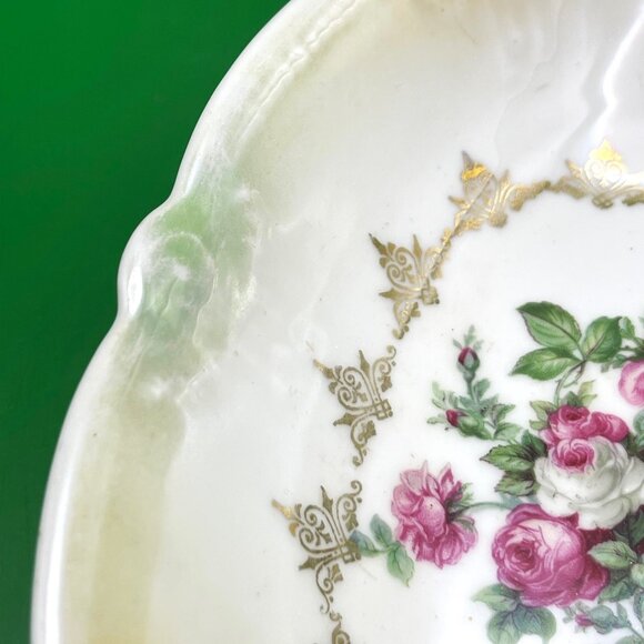 Schumann Bavaria Eleanor Oval Serving Bowl 8" Floral Gold Trim Vintage Germany - Picture 10 of 12